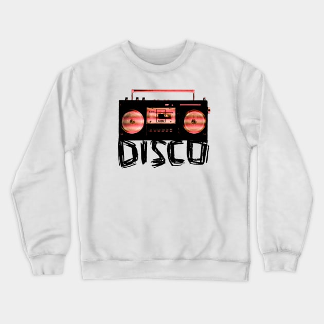 Music Vintage Disco Stereo for Disco Party Crewneck Sweatshirt by badlydrawnbabe